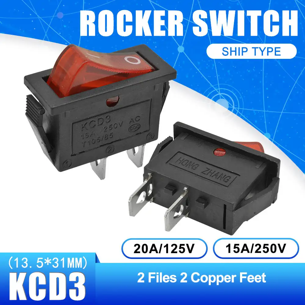 ON-OFF 2 Pin 5 шт. KCD3 кулисный переключатель 15A/16A/20A 125 V/250 V ВКЛ-ВЫКЛ-на 2 позиции 3 позиции 2Pin 3Pin электротехнического оборудования Мощность переключатель - Цвет: ON-OFF 2 Pin