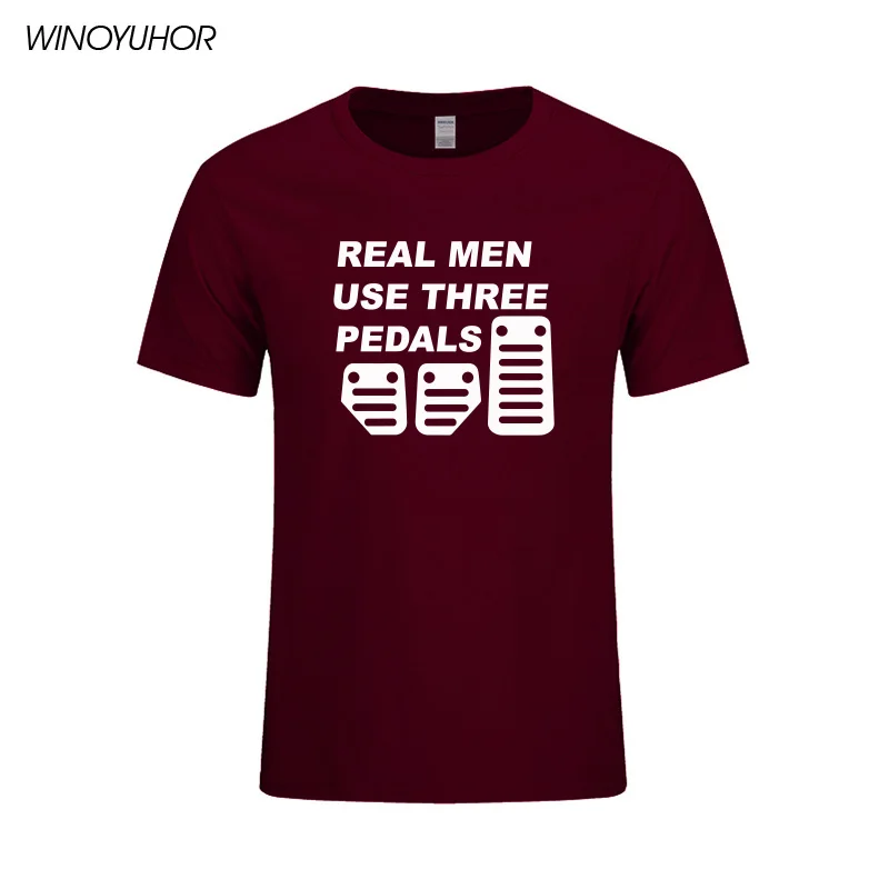 

Real Men Use Three Pedals Funny Print T Shirts Casual Short Sleeve T-shirt Cotton Summer New Fashion Driver Tops Tees Camisetas