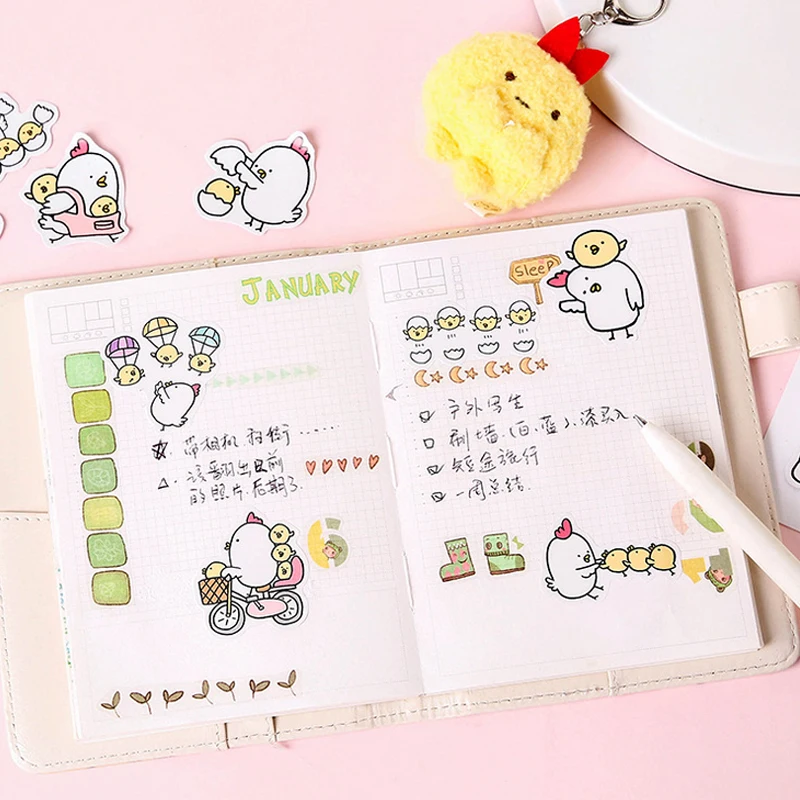 45 шт./кор. Милая курица мультфильм бумажные наклейки украшения diy дневник в стиле