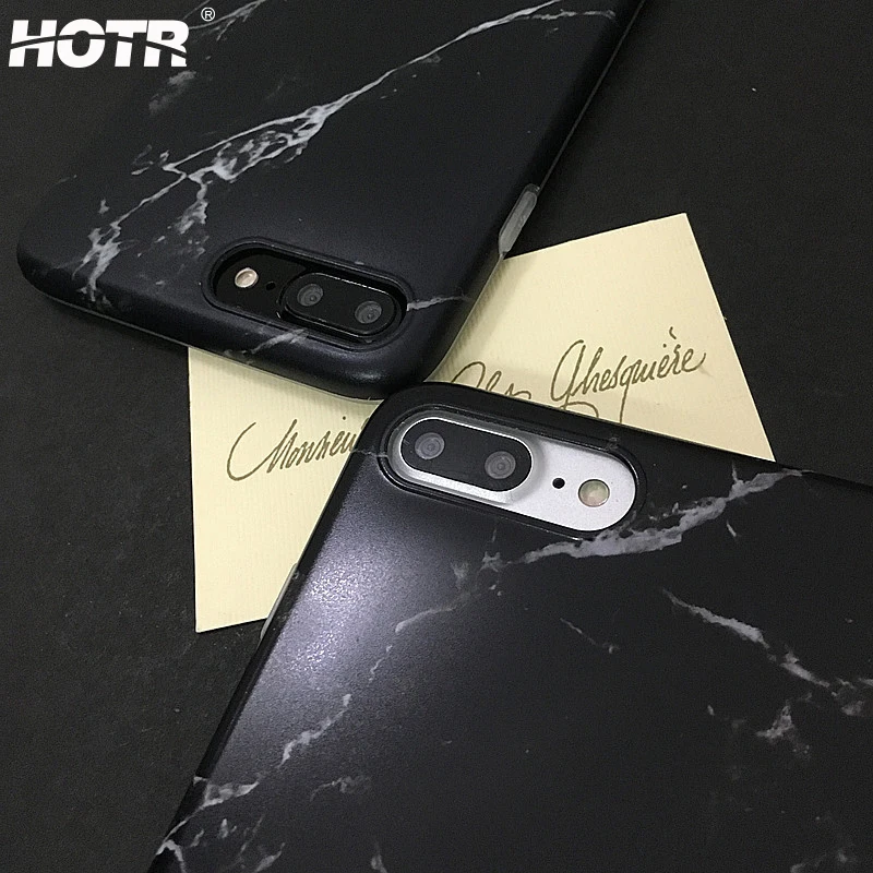 HOTR For iphone 7 Case Black Marble Pattern Soft plus 6 6s Fashion Phone Cover |