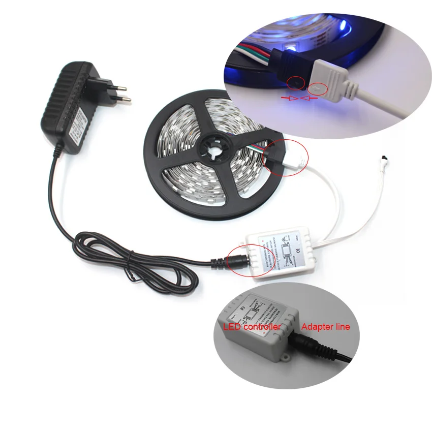IKVVT RGB Светодиодная лента Водонепроницаемая SMD5050 2835 светильник 12 В светодиодный гибкий диодный ленточный ИК-контроллер источник питания 12 В