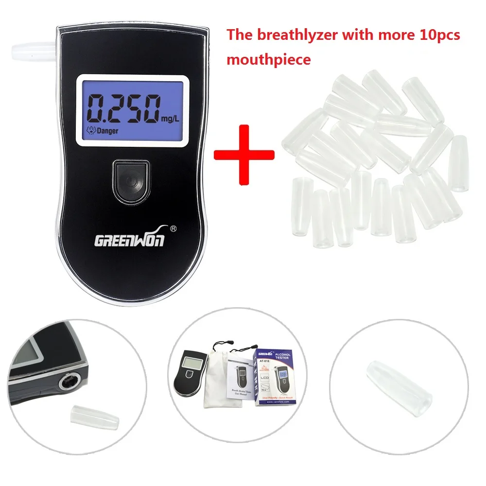 

Best gifts with mouthpiece per alcohol meter Prefessional Police Digital Alcohol Tester Breathalyzer AT-818