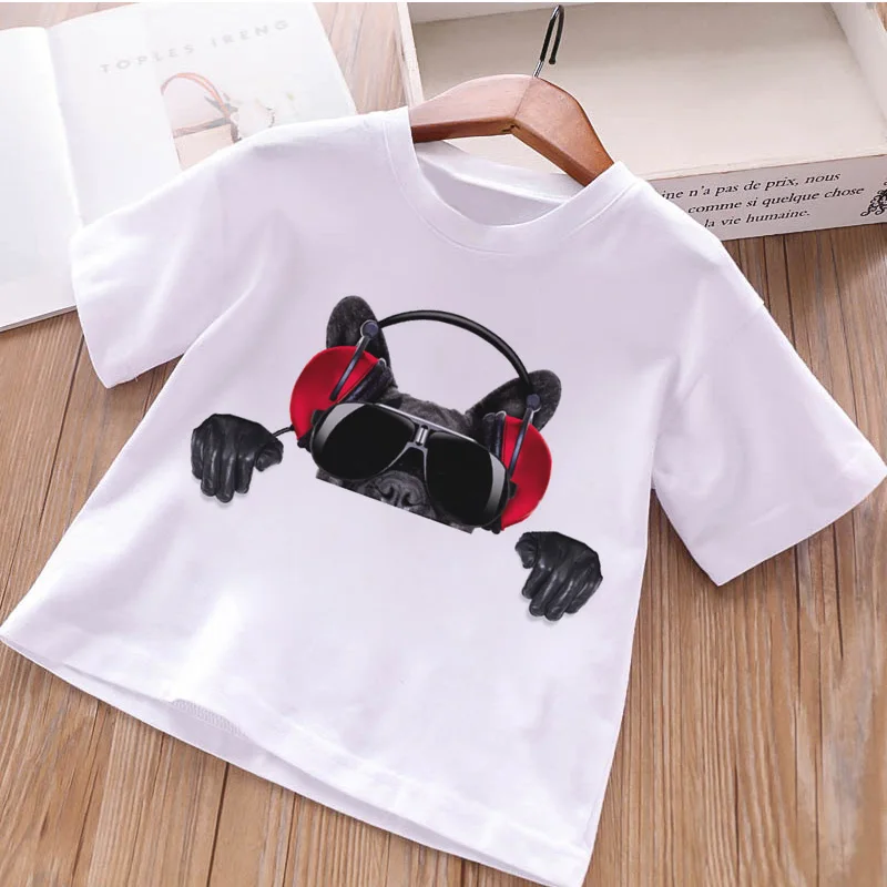 Harajuku Cartoon Cotton Girls Shirt New Fashion Vintage T Shirt Kid Cute Dog Animal Print Punk Rock Streetwear Boys Tshirts - Цвет: 383