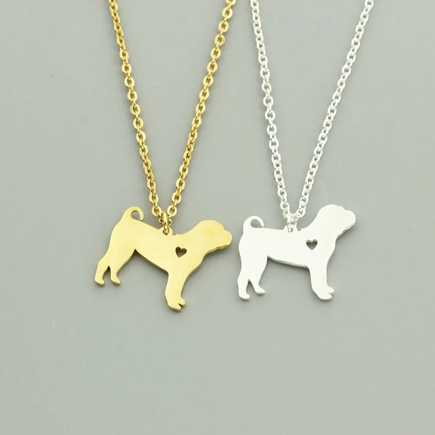 Stainless Steel Bijoux Pitbull Pendant Necklace Women Men Jewelry Gold Color Ketting Shar Pei Dog Best Friend Gifts|Ожерелья с