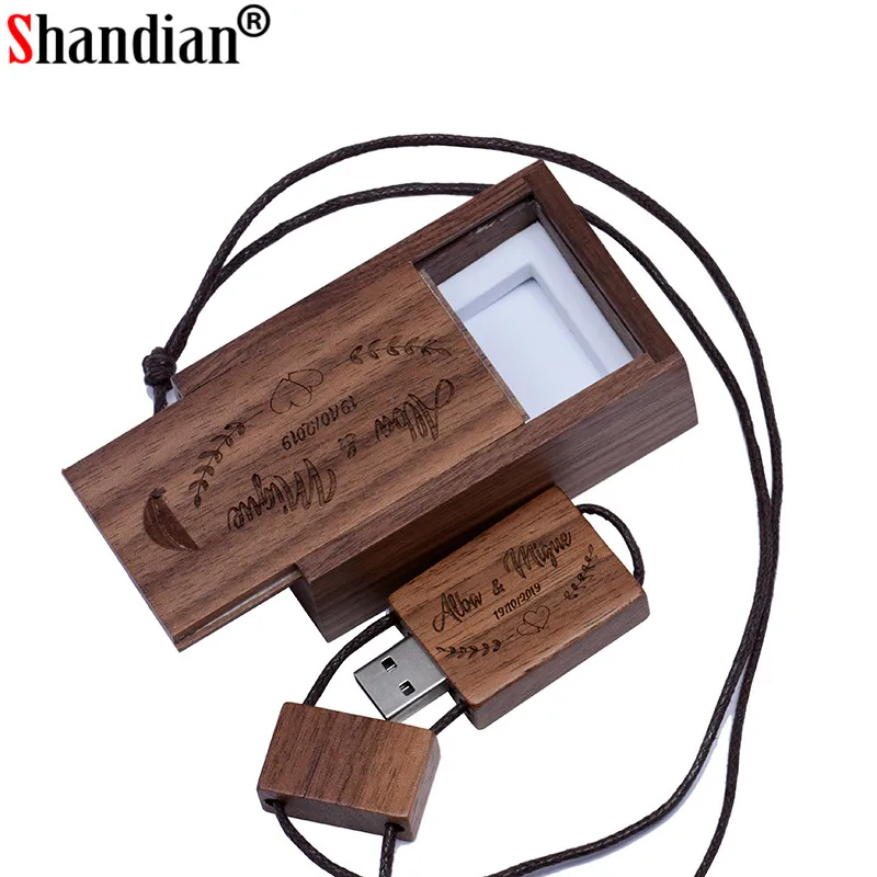 SHANDIAN Nutural деревянный USB флэш-накопитель шнурок дерево Флешка 8 ГБ 16 ГБ 32 ГБ ручка-накопитель карта памяти U диск с логотипом на заказ