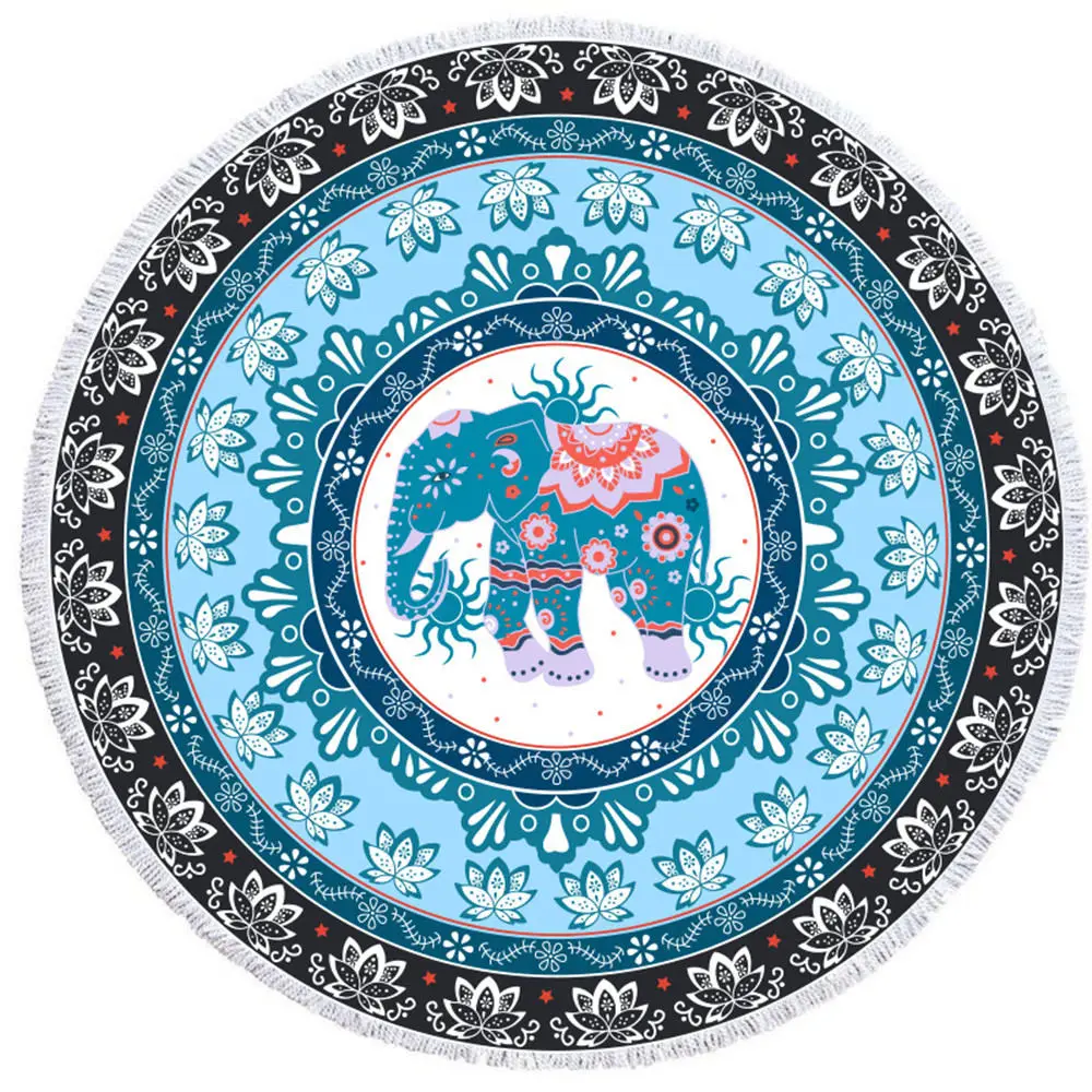 Круглый пляжное полотенце с животным принтом Индийский Слон лося микрофибра
