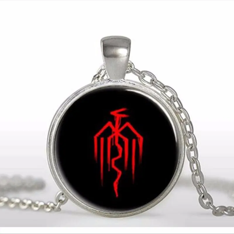 Мода, новинка, кулон Dragon Age, серое ожерелье, стеклянный кабошон, кулон, ожерелье, художественный подарок для мужчин и женщин, A-090-1, HZ1