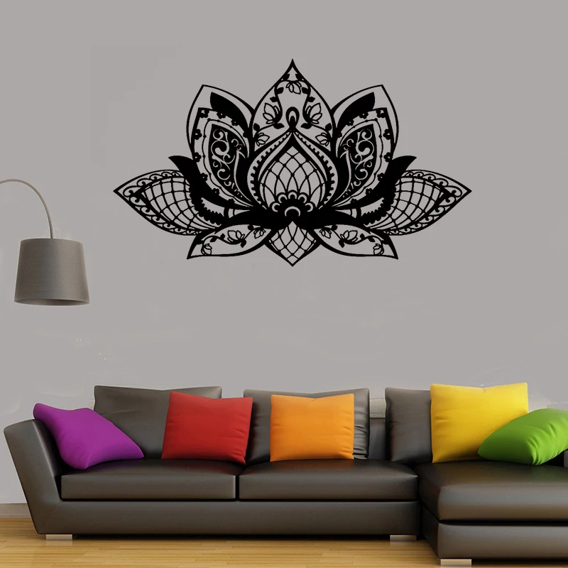 Виниловые Настенные стикеры с лотосом для йоги и студии настенные украшения из