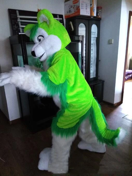 

High quality hot Green Wolf Mascot Costume Adult Size Cute Wolf Carnival Party Mascotte Suit Kit