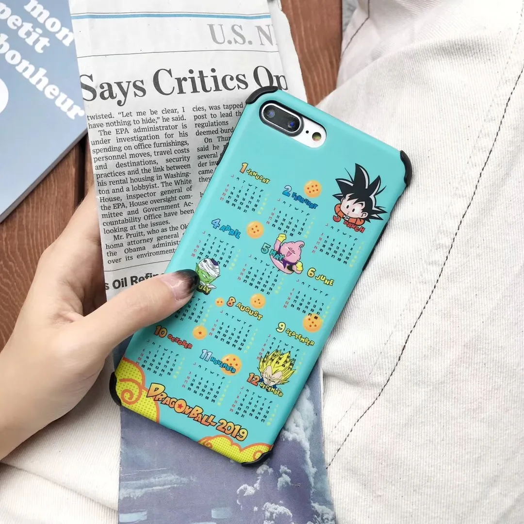 NEW 2019 Calendar Dragon Ball GoKu protection Phone Case For iPhone 7 8 6 6s Plus X Xs Max Xr 10 Liquid silicone Cover Fundas |