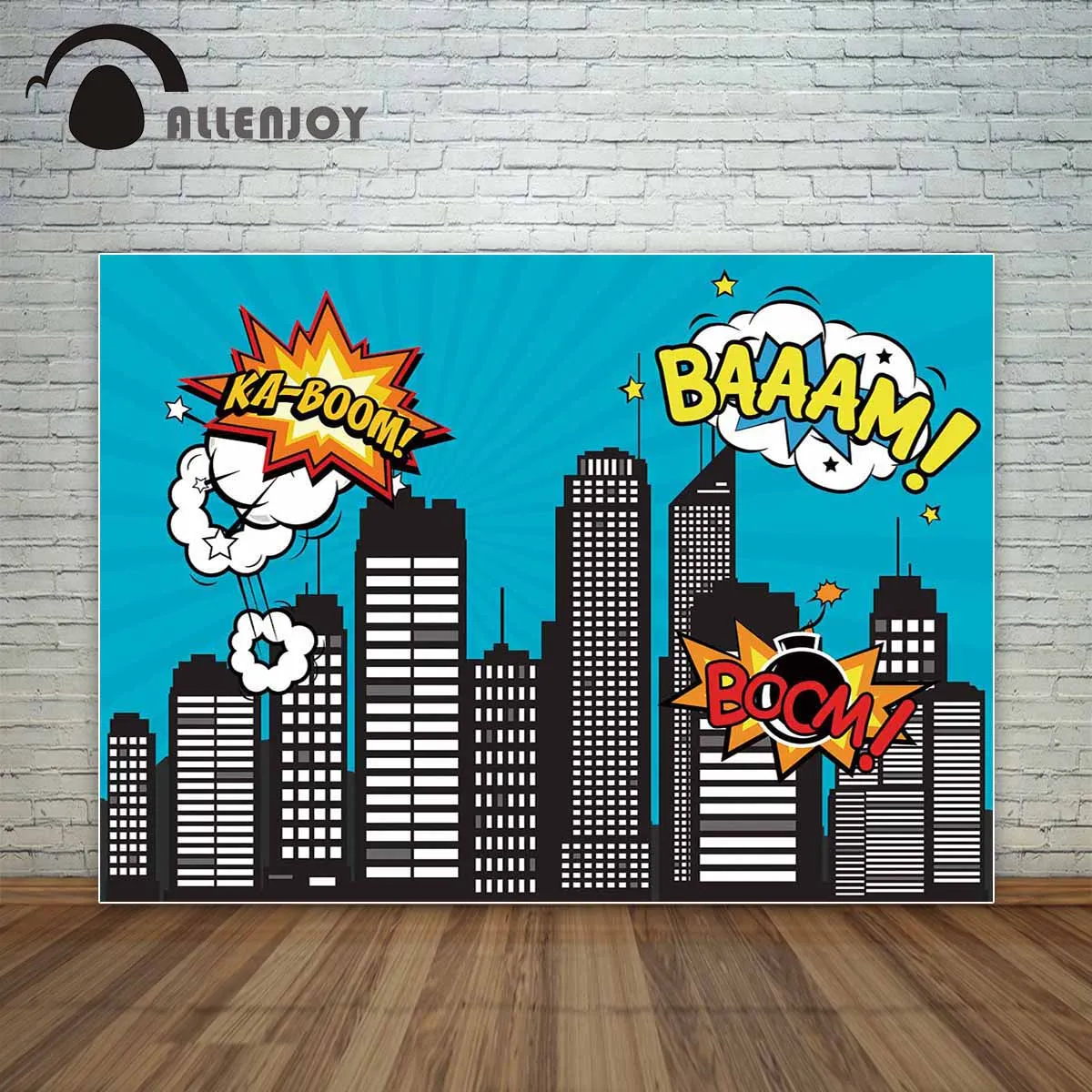 Allenjoy взрывной мультфильм город с высоким зданием комический стиль супер герой фон для фотосессии камеры