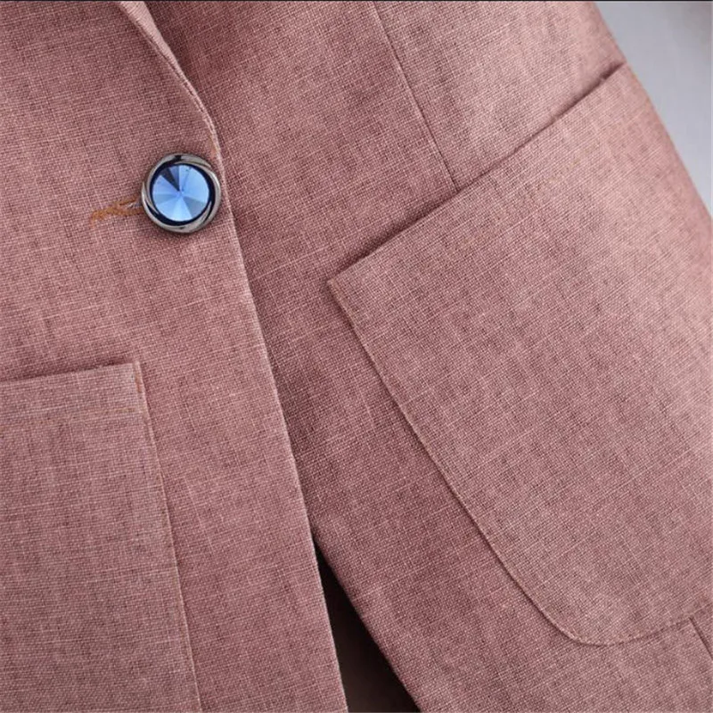 Льняная куртка Женский блейзер на одной пуговице Офисная Женская повседневная