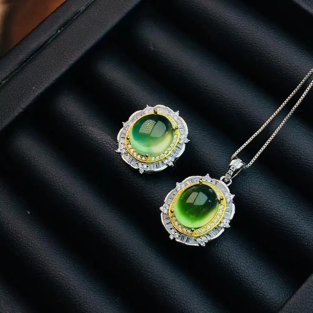 Кольцо и ожерелье из натурального драгоценного камня серебро 925 пробы | Украшения