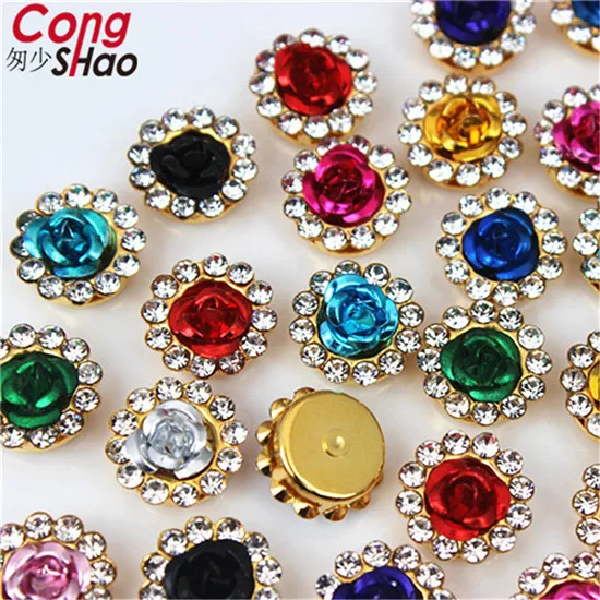 Mix color Cong Shao 30 шт. 12 мм розовый круглый кристаллический горный хрусталь отделка золотые когти flatback швейное стекло для DIY украшения для свадебного платья 8Y322 - Цвет: Mix color