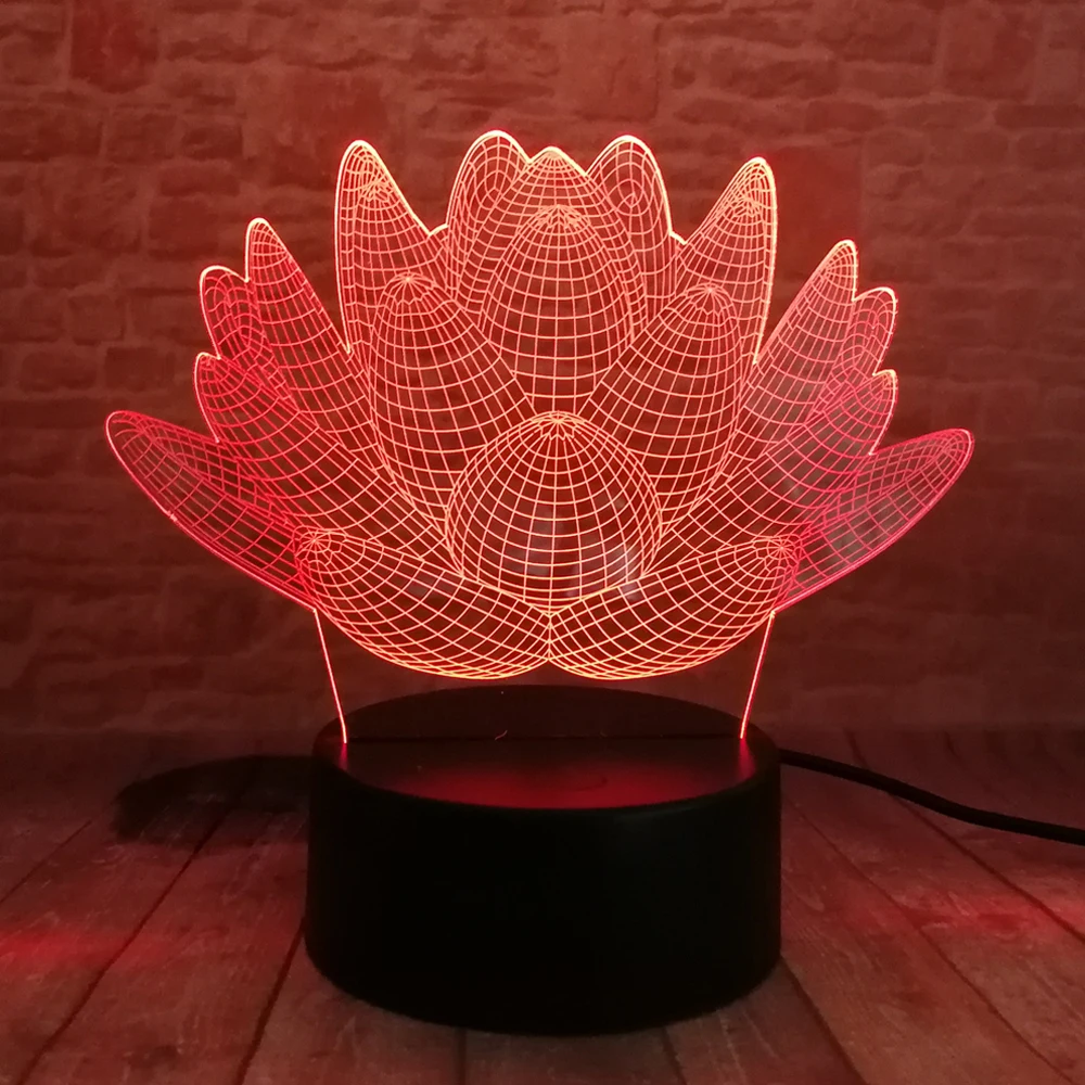 3D светодиодный Цветок лотоса суккуленты ночсветильник 7 цветов Рождественская
