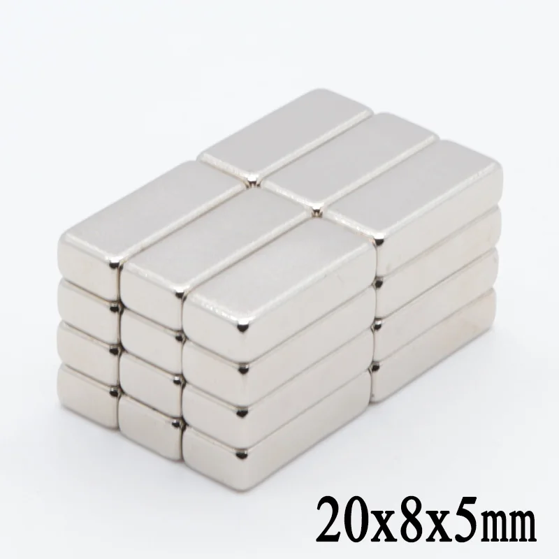 50шт. 20x8x5 супер мощных сильнодействующих редкоземельных блочных магнитов NdFeB размером 20x8x5мм, магниты нейодима N35 20*8*5мм 20*8*5 включенные.