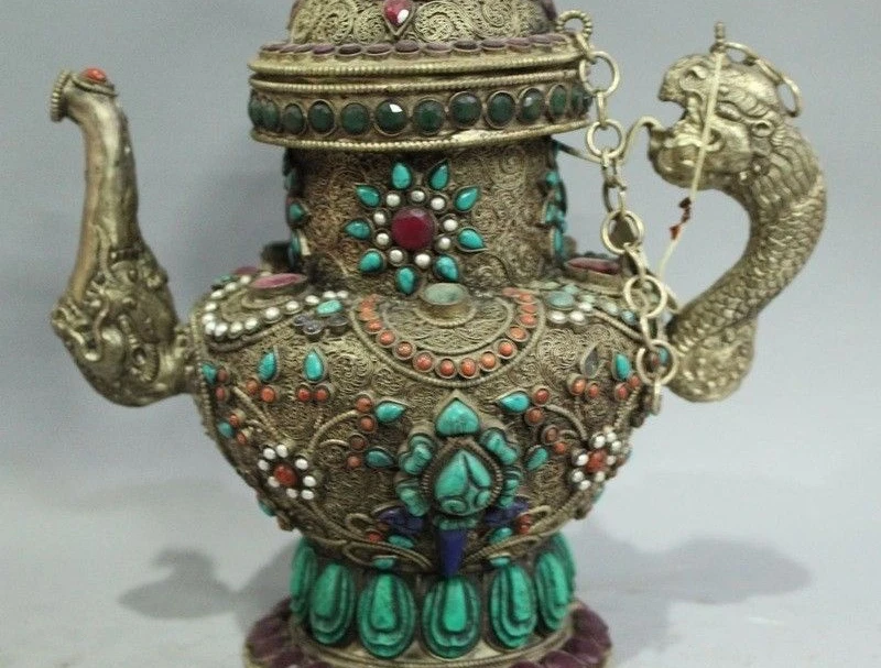 10 &quotнепальский буддизм Серебряная бирюза коралловый драгоценный камень