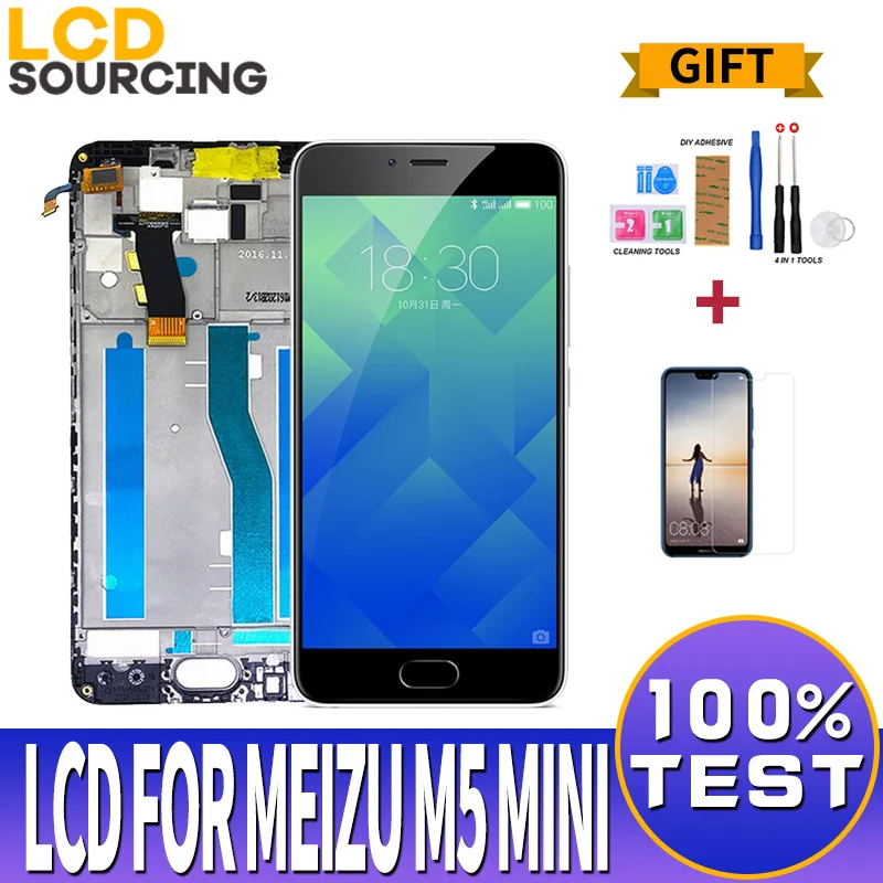 

ЖК-дисплей 5,2 дюйма для MEIZU M5 Mini, сенсорный экран с рамкой, дигитайзер в сборе, M611D, M611A для MEIZU M5 Mini, сменный