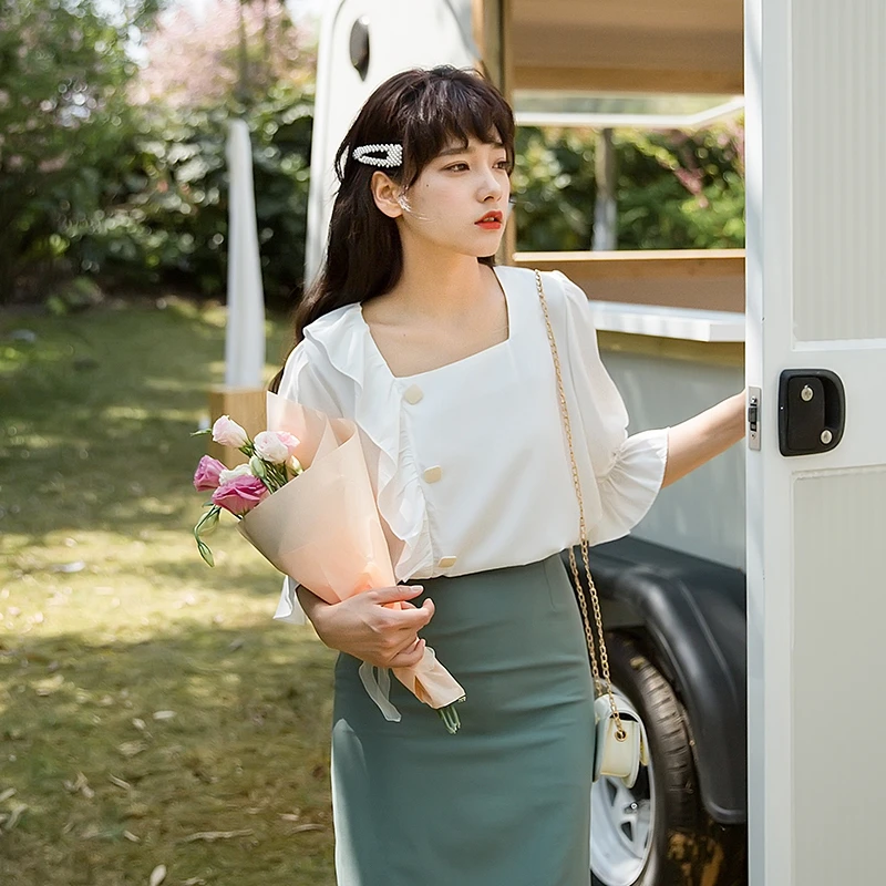 Новинка 2019 весна лето женская рубашка Повседневная мода Асимметричные плавки