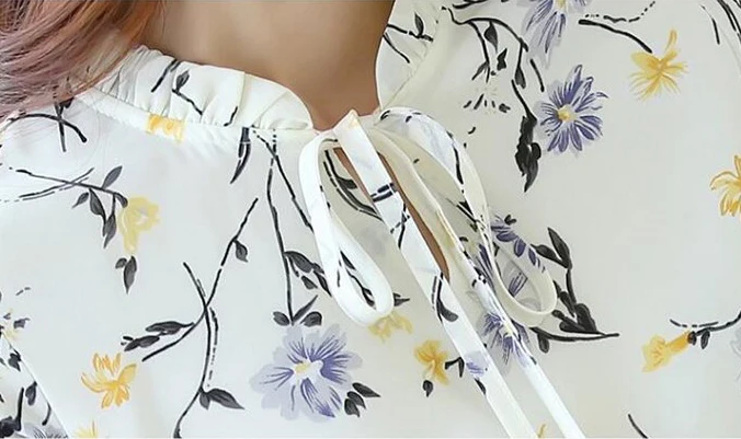 Fannic Blusas Femininas Модные Цветочные Топы и блузки осенние женские рубашки с длинными рукавами шифоновые женские блузки с принтом