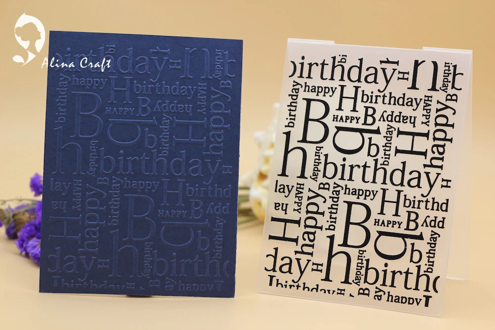 Пластиковая папка для тиснения с днем рождения поздравления DIY скрапбук