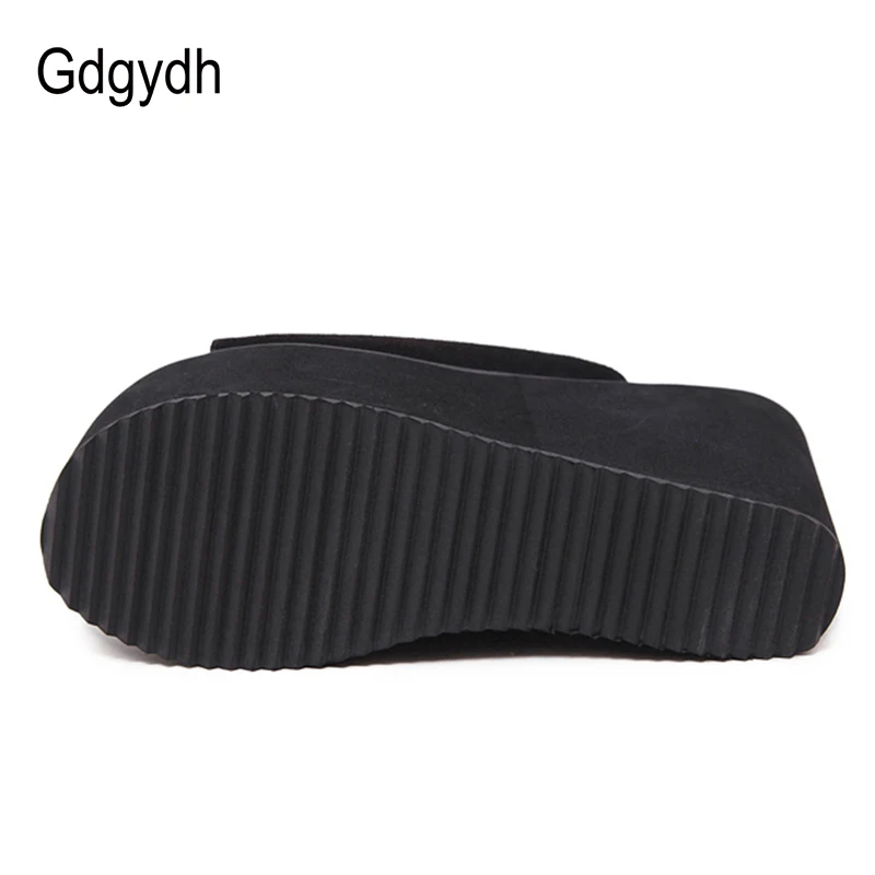 Женские босоножки на танкетке Gdgydh черные повседневные Босоножки платформе с