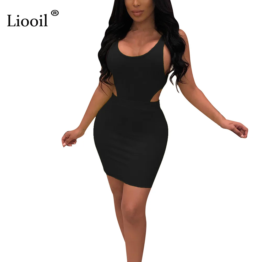 Liooil/комплект из 2 предметов, облегающий комплект, летняя одежда для женщин, модный Боди и Эротичная миниюбка, Клубные комплекты