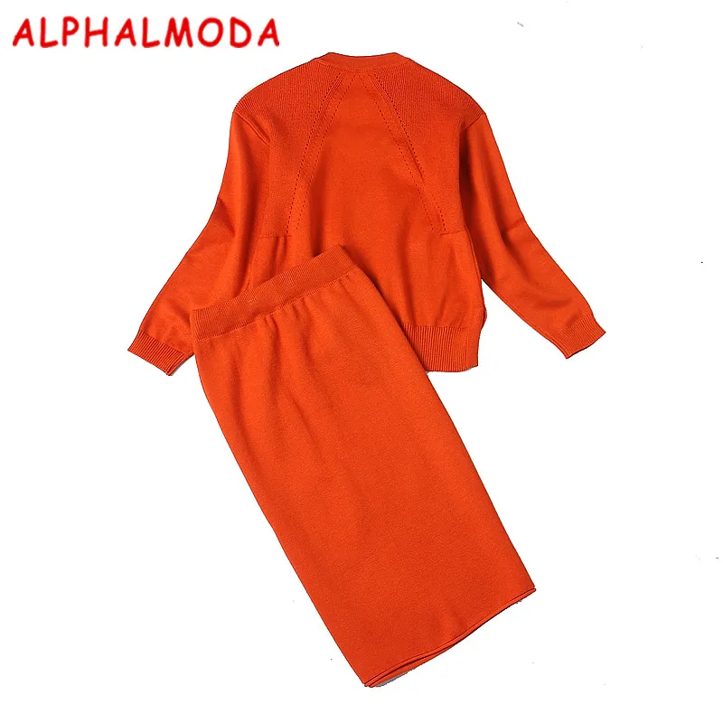 Женский костюм ALPHALMODA свитер с длинным рукавом и юбка элегантный комплект из двух