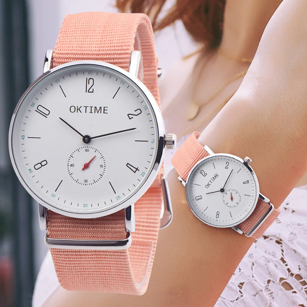 Часы OKTIME мужские и женские повседневные аналоговые кварцевые из холщовой
