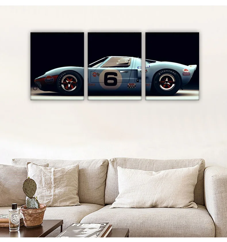3 шт. холст картины Ford GT40 спортивный автомобиль суперкар стены искусства гонки картина холст HD печать для дома Декор для гостиной