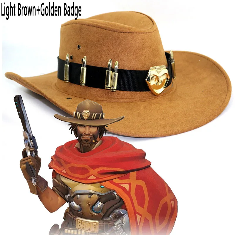McCree значок шапка западный ковбой костюм реквизит герой пиратская шляпа косплей игра аксессуар OW для взрослых мужчин женщин подростков мальчиков Хэллоуин