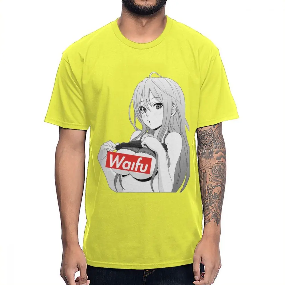 Японское аниме Waifu секс футболка модная сексуальная Ahegao графический принт футболка S-6XL уникальный дизайн футболка - Цвет: Цвет: желтый