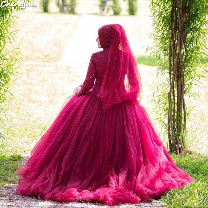 Chengjun Custom Made Plus Size With Hijab Woman Muslim Wedding Dresses | Свадьбы и торжества
