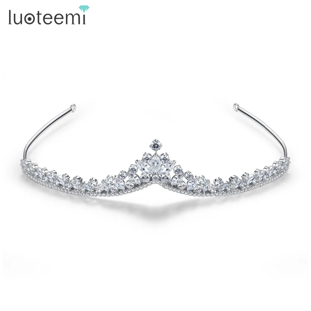 Luoteemi Свадебные Серебряный тон clear Цирконом Кристалл Diamante Тиара для Для женщин