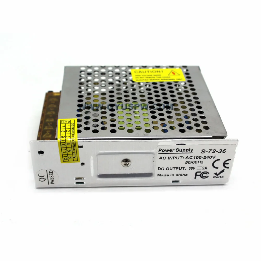 Одиночный выход DC36V 2A 72W Драйвер импульсного источника питания 110V 220V AC к DC 36V SMPS для