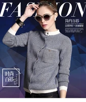 womens long baseball kitted cashmere cardigan sweater female autumn winter half turtleneck brand new casual blue cardigans