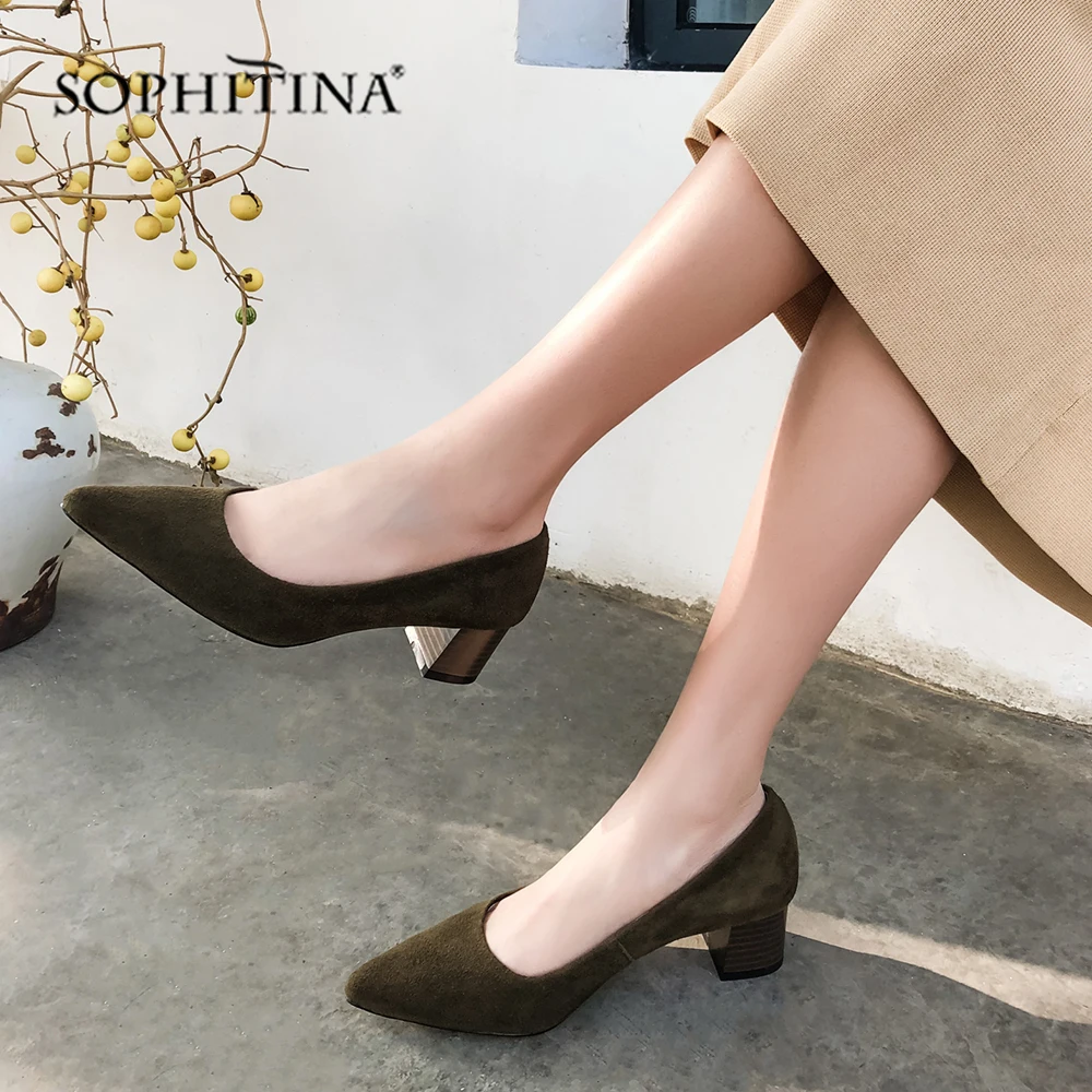 SOPHITINA/модные туфли лодочки с закрытым носком удобные пикантные на среднем