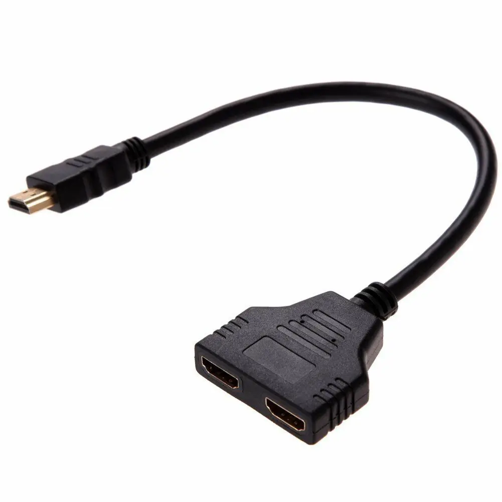 HDMI Male To Dual Female 1 to 2 Way Splitter Adapter Cable For HDTV LCD TV | Электроника
