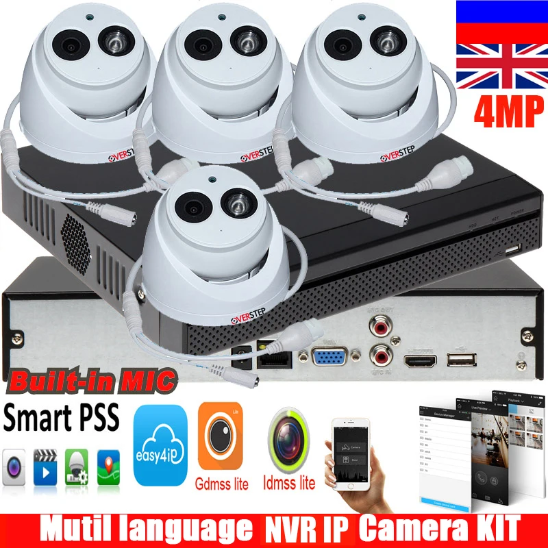 

New english version H.264 4MP IP Camera DH-IPC-HDW4431C-A System Security Camera Outdoor 4CH NVR2104HS-S2 camera kit free DHL