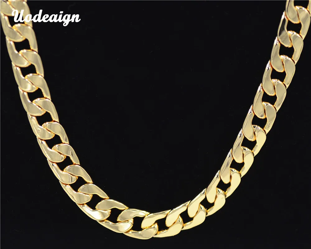 

Uodesign Hip Hop Men Necklace Chains Fashion Solid Gold Color Filled Curb Cuban Long Necklace DIY Chain Unisex Jewelry