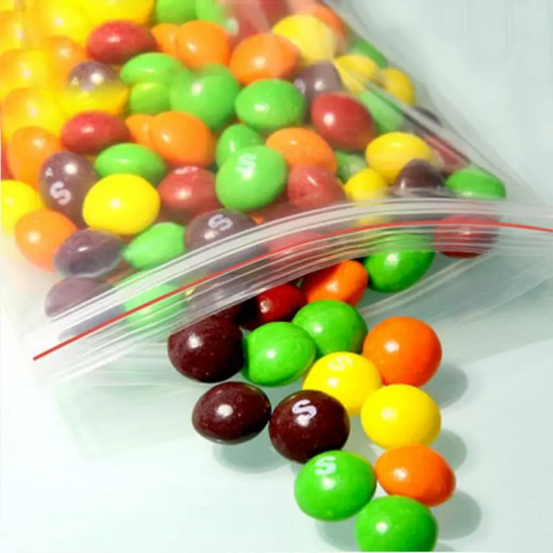 Пакеты для хранения еды 100 шт./компл. закрывающиеся полиэтиленовые Прозрачные