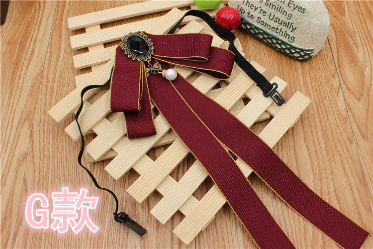 Ribbon Bowtie Элегантный галстук-бабочка для мужчин и женщин на свадьбу, вечеринку, банкет, воротник-рубашка, британский сплав, стразы, жемчуг, бисер, косплей, Униформа, лента, галстук-бабочка - Цвет: Ribbon Bowtie