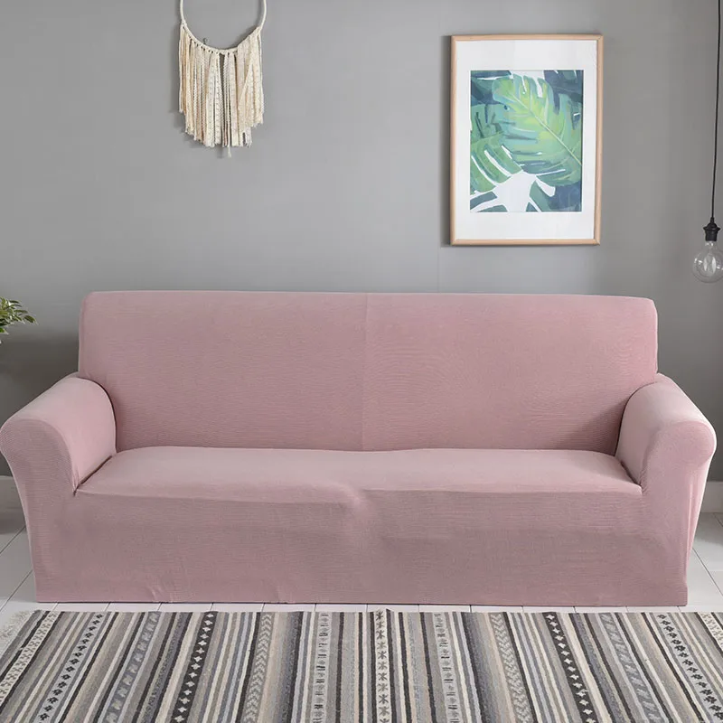 pink Жаккардовые полосы Узор Диван Чехлы кресло секционные Угловые L образные диванные чехлы эластичный стрейч Slipcovers плотная обертка - Цвет: pink