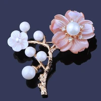 farlena jewelry original design natural pink shell plum brooch pins elegant shell pearls brooches for women dress accessory