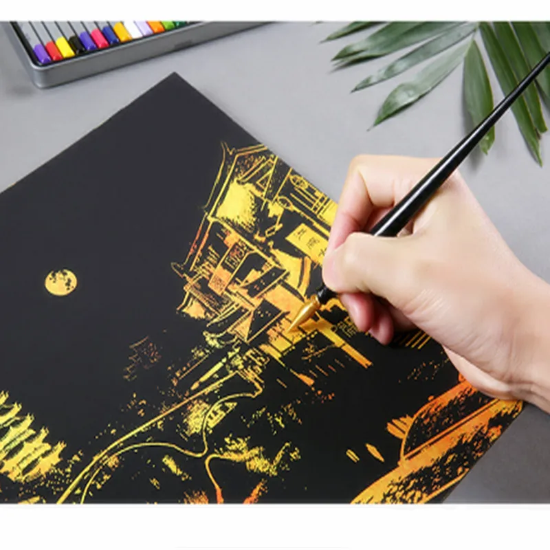 DPF Colorful Magic Scratch Art Painting Paper With Free Drawing Stick kids Toys home decoration Scraping best gift dibai | Дом и сад