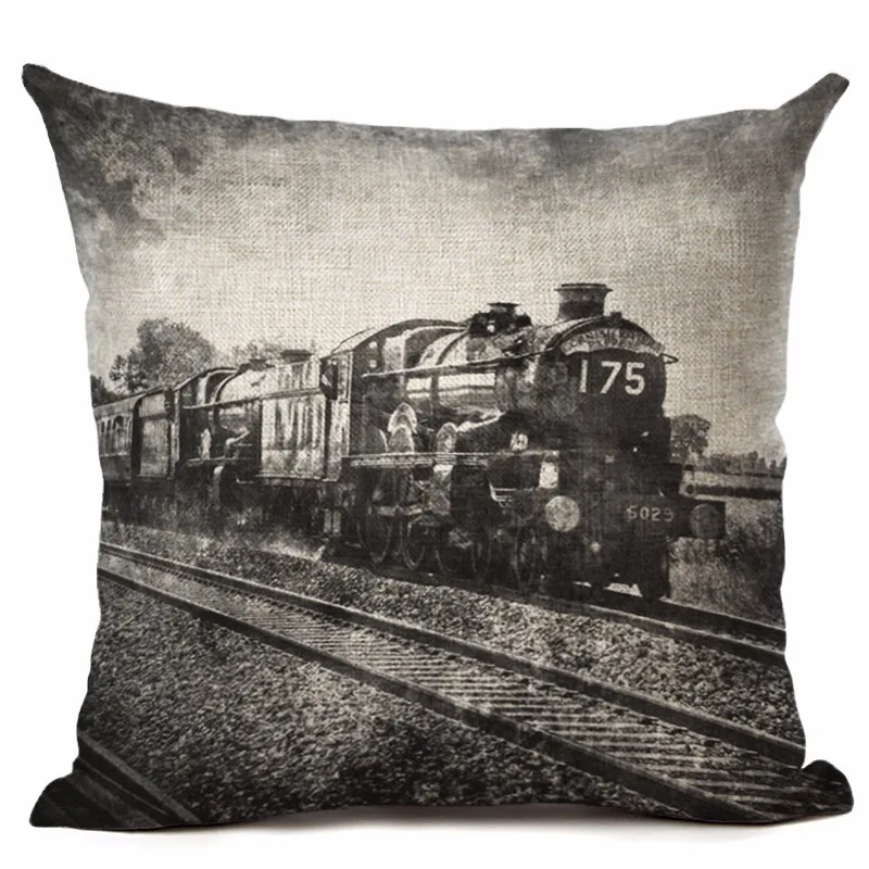 Ретро Скандинавское здание велосипед льняная Подушка Наволочка домашняя собака