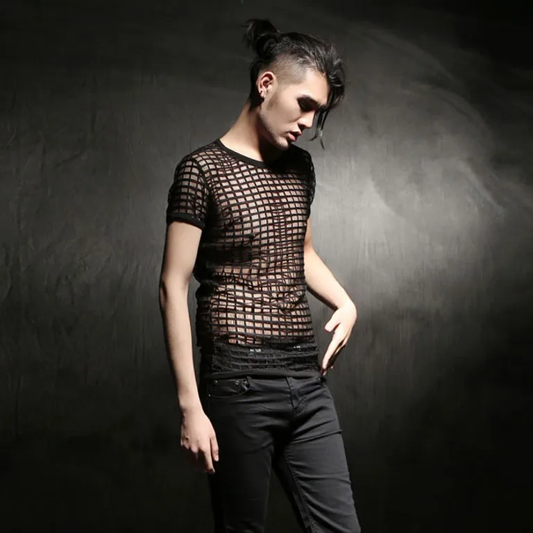 2017 новая летняя мужская одежда модная Прозрачная Сексуальная