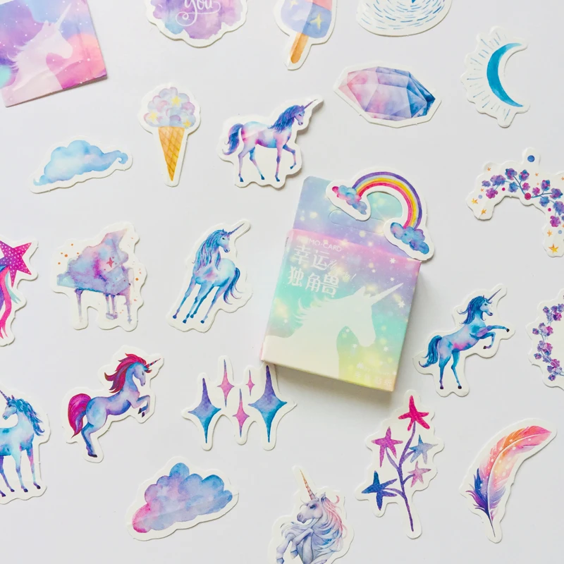 46 шт./кор. Dream Звездный и единорог Клей DIY стикер наклейка альбом дневник