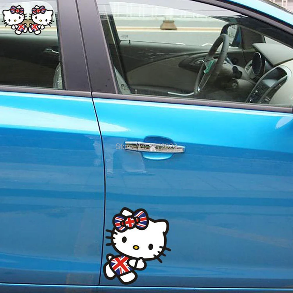 2 x новейший креативный милый рисунок Hello Kitty в Флаг Великобритании зеркала