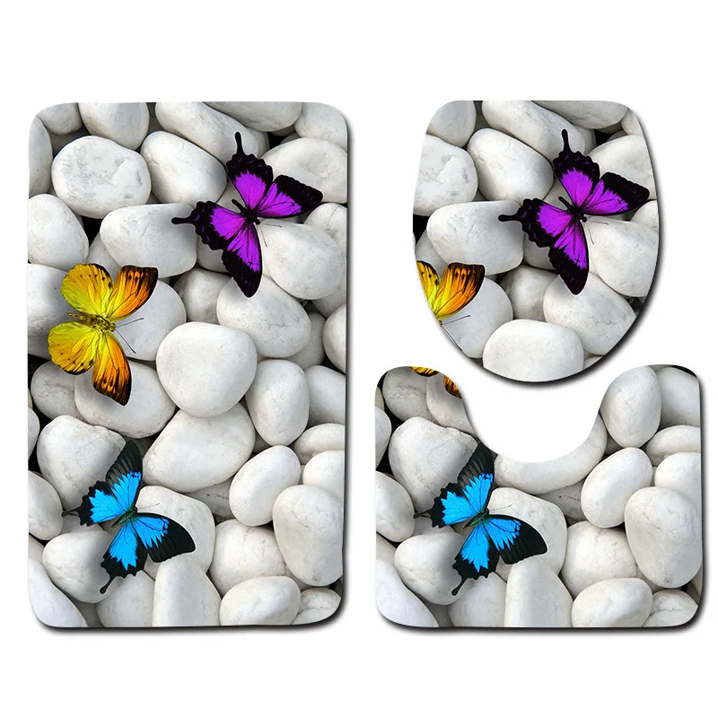 free shipping 3 pcs beach shells ocean bath mats anti slip bathroom mat set tapete banheiro washable toilet rugs alfombra bano free global shipping